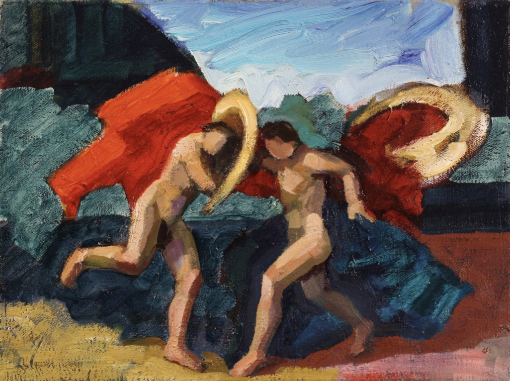 Orlando & Rodomante; oil on canvas, 30 x 40 cm, 2018