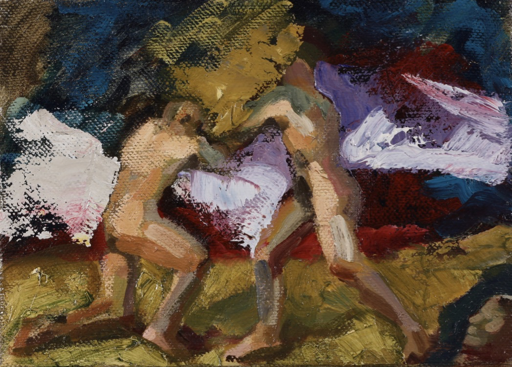 Orlando & Rodomante; oil on canvas, 18 x 25 cm, 2017