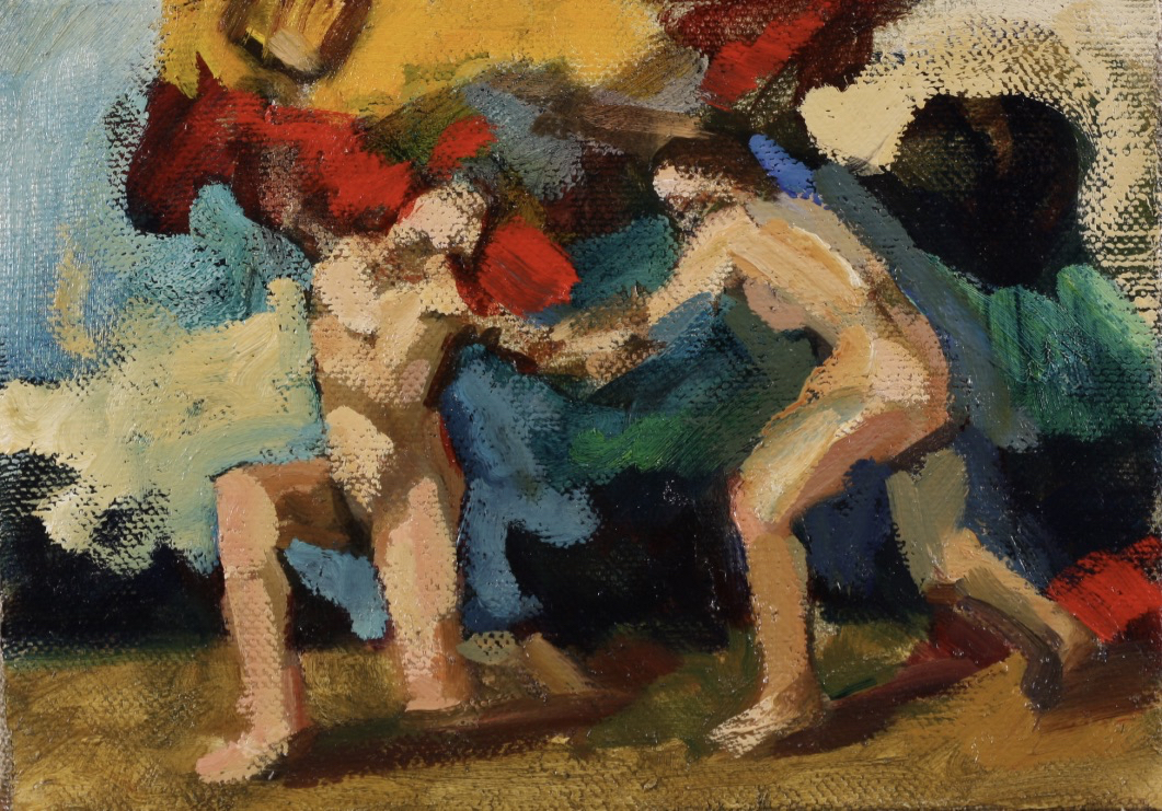 Orlando & Rodomante; oil on canvas, 18 x 25 cm, 2017