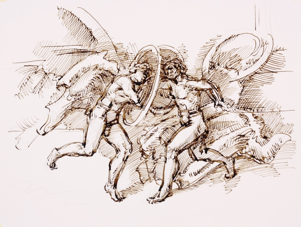 untitled; pen & sepia, 25 x 35, 2018