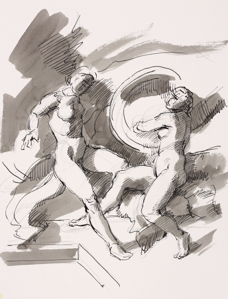 untitled; pen & ink wash, 33 x 25, 2018