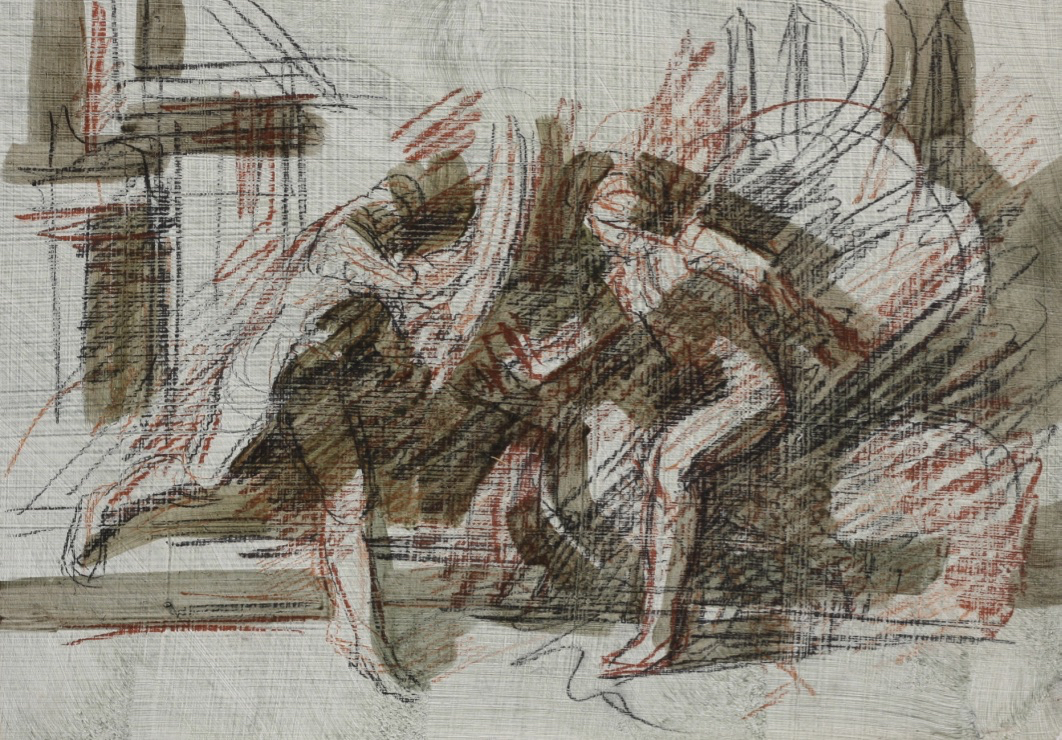 untitled; chalk and oil on cardboard, 25 x 35 cm, 2019